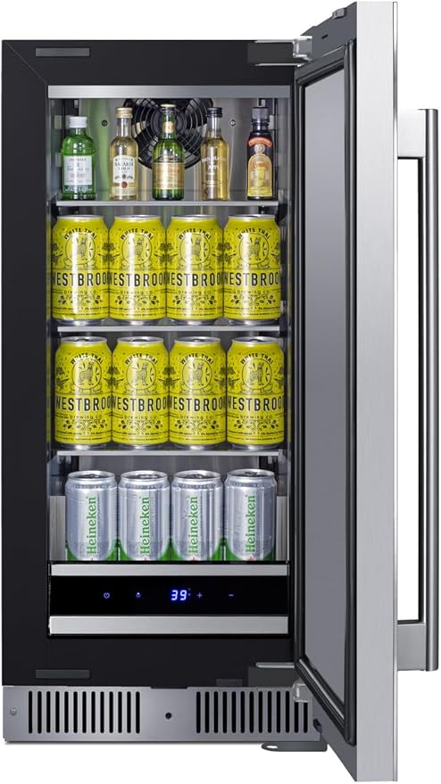 Summit 15” Refrigerator, 1.8 cu.ft. Capacity, Built-In Refrigerator Undercounter, Shallow 18” Depth, Stainless Steel- SDHR1534 - View 2 | Fridge.com