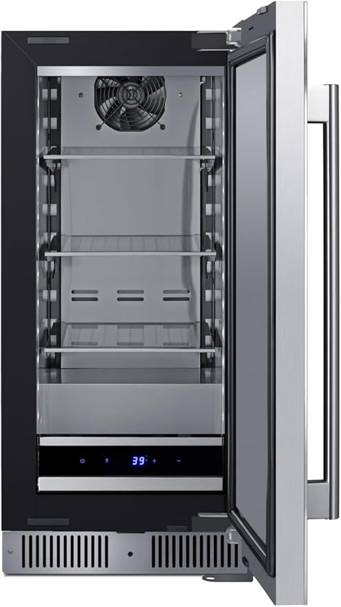 Summit 15” Refrigerator, 1.8 cu.ft. Capacity, Built-In Refrigerator Undercounter, Shallow 18” Depth, Stainless Steel- SDHR1534 - View 5 | Fridge.com