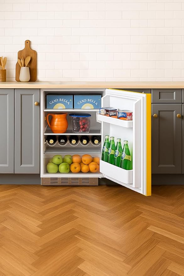 Summit 24" Refrigerator Freezer, Undercounter Fridge, 5.04 cu.ft. Capacity, ADA Compliant, ENERGY STAR, Yellow - BRF611WHYADA | Fridge.com
