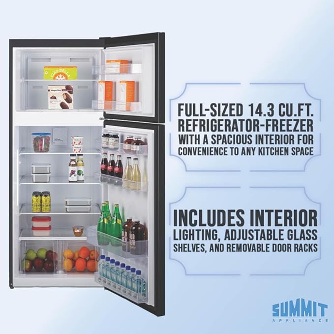 Summit 28" Refrigerator, Top Mount Freezer, Full Size, Energy Star Certified, White- CTR152B (Black, Right Hand Door) - View 5 | Fridge.com