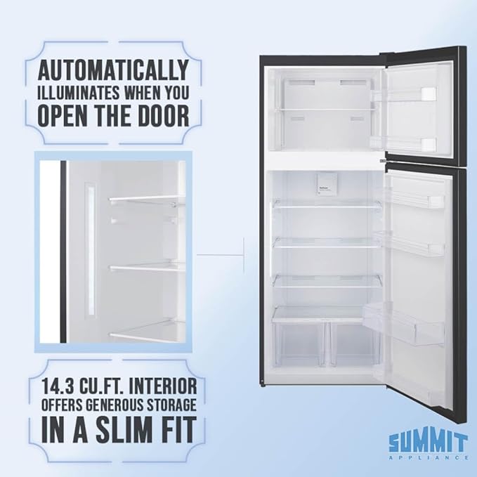 Summit 28" Refrigerator, Top Mount Freezer, Full Size, Energy Star Certified, White- CTR152B (Black, Right Hand Door) - View 6 | Fridge.com