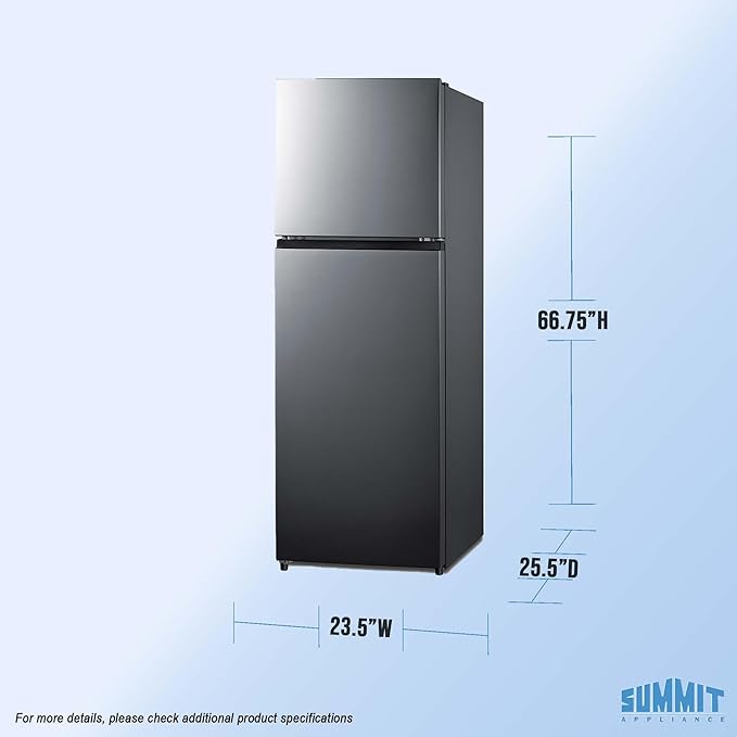 Summit 24" Refrigerator, 11.6 cu.ft Capacity Refrigerator-Freezer, Energy Star, Stainless Steel Look - FF1142PL - View 2 | Fridge.com