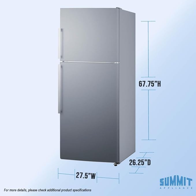 Summit 28" Refrigerator Freezer With Icemaker, Counter Depth, Stainless Steel- FF1514SSIM - View 2 | Fridge.com