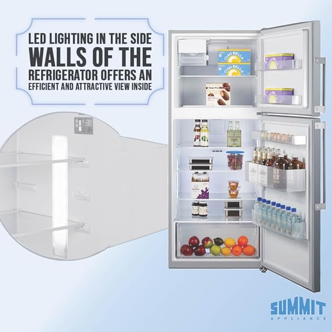 Summit 28" Refrigerator Freezer With Icemaker, Counter Depth, Stainless Steel- FF1514SSIM - View 3 | Fridge.com