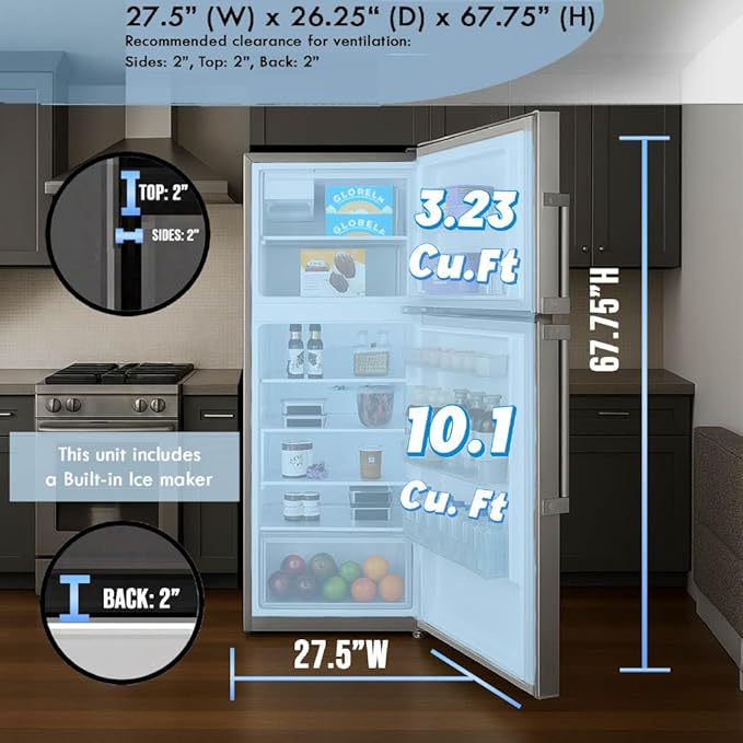 Summit 28" Refrigerator Freezer With Icemaker, Counter Depth, Stainless Steel- FF1514SSIM - View 5 | Fridge.com