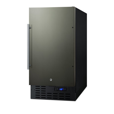 Summit FF1843BKSADA 18" ADA Compliant Freestanding or Built In Undercounter Compact Refrigerator; 2.7 cu. ft. Capacity; LED Lighting; Adjustable Chrome Shelves; Black Stainless Steel | Fridge.com