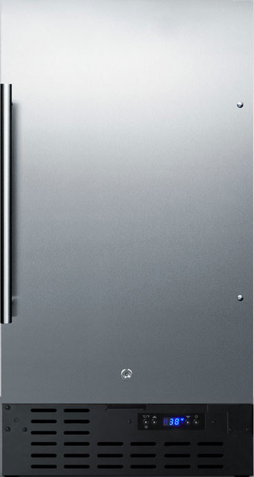 Summit Appliance FF1843BSSADA ADA Compliant 18" Wide Built-in Undercounter All-refrigerator with Stainless Steel Door, Black Cabinet, Digital Thermostat, Automatic Defrost and Front Lock | Fridge.com