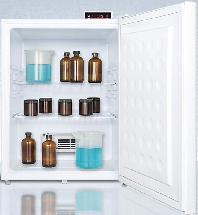 Summit Compact Refrigerator For General Purpose Use In Medical Facilities - White Mini Fridge- FF28LWHGP - View 3 | Fridge.com