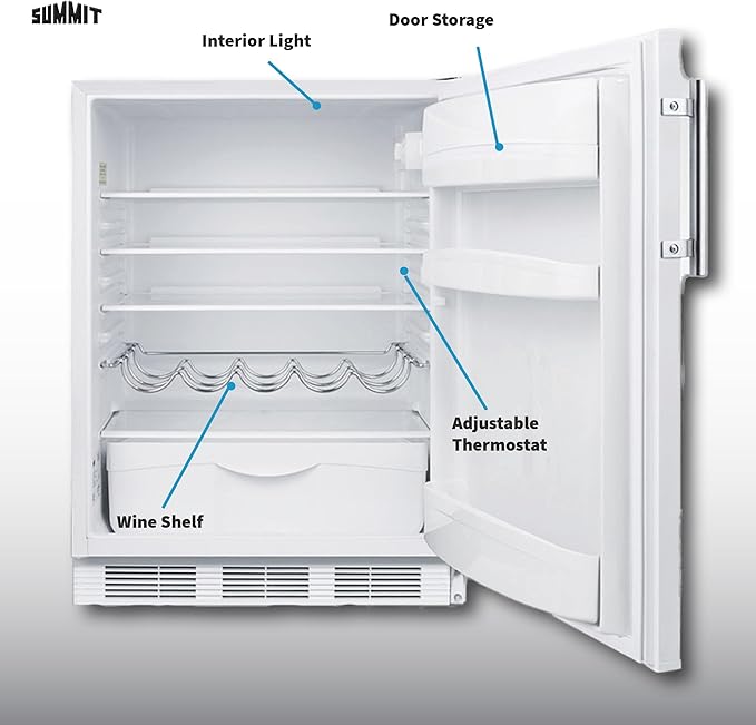 Summit 24" Refrigerator, Undercounter Fridge, 5.8 cu.ft. Capacity, ADA Compliant, Energystar, White- FF61WADA - View 3 | Fridge.com