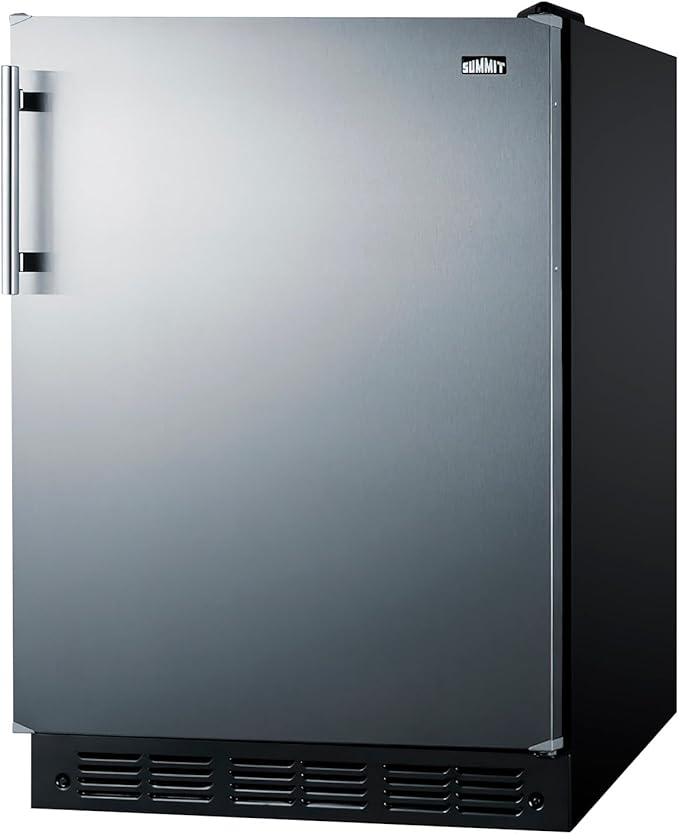 Summit FF708BLSS 24” Wide Under Counter Refrigerator 5.1 cu.ft. Made In Europe With Automatic Defrost Operation, Reversible Stainless-Steel Door, And Deluxe Black Interior (Right Hand Door) - View 2 | Fridge.com