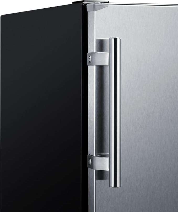 Summit FF708BLSS 24” Wide Under Counter Refrigerator 5.1 cu.ft. Made In Europe With Automatic Defrost Operation, Reversible Stainless-Steel Door, And Deluxe Black Interior (Right Hand Door) - View 4 | Fridge.com