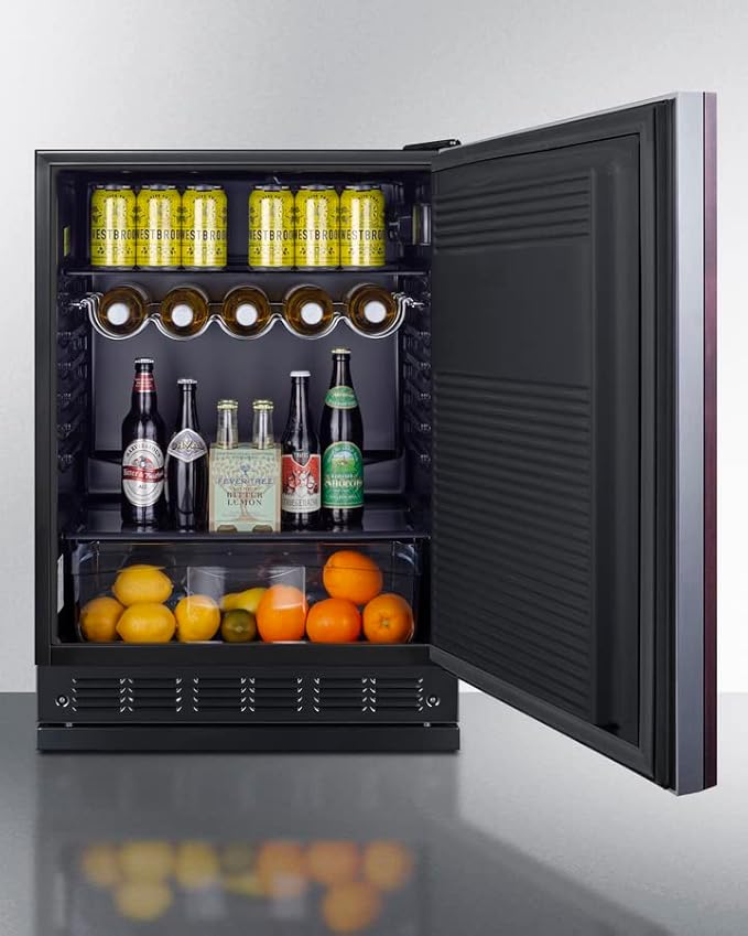 Summit FF708BLSSRSIF 24” Wide Under Counter Refrigerator 5.1 cu.ft. With Panel-Ready Door (Panel Not Included) Automatic Defrost Operation, And Deluxe Black Interior (Rhd) - View 3 | Fridge.com