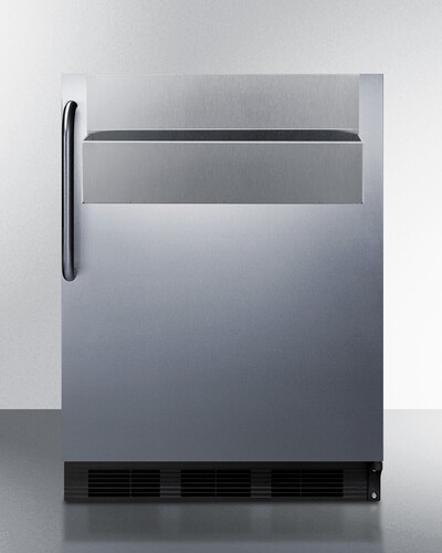 Summit Appliance FF7BKBISSTBADASR ADA Compliant Built-in Undercounter All-Refrigerator with Black Cabinet, Stainless Steel Door, Removable Speed Rail, Towel Bar Handle and Auto Defrost | Fridge.com