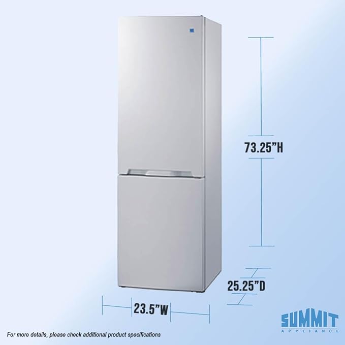 Summit 24" Bottom Freezer Refrigerator, Counter Depth Refrigerator- Freezer, Energy Star, White - FFBF121W (Right Hand Door) - View 3 | Fridge.com