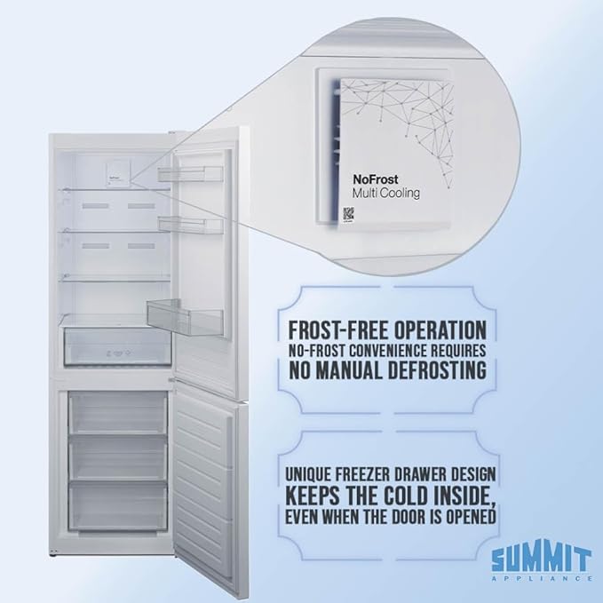Summit 24" Bottom Freezer Refrigerator, Counter Depth Refrigerator- Freezer, Energy Star, White - FFBF121W (Right Hand Door) - View 6 | Fridge.com