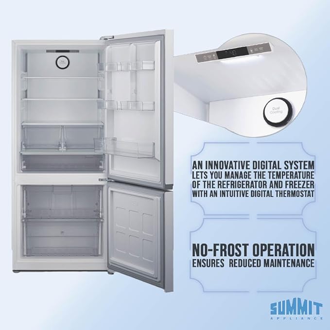 Summit 30" Refrigerator, 16.1 Cu.Ft Capacity Refrigerator-Freezer, Bottom Mount Freezer, Energy Star, White- Ffbf172w (Right Hand Door, White) - View 5 | Fridge.com