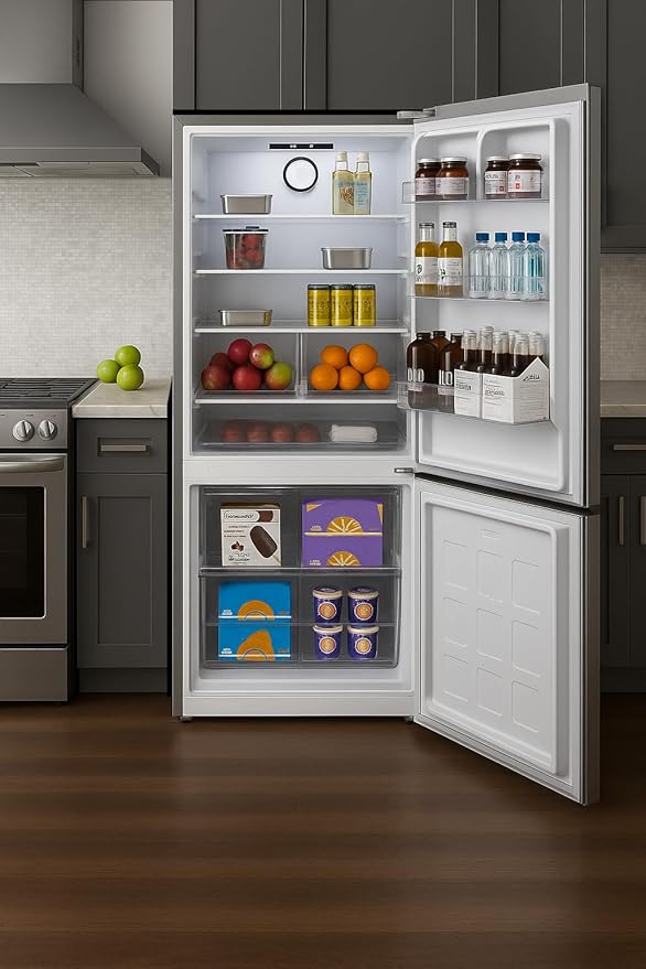 Summit 30" Refrigerator, 16.1 cu.ft Capacity Refrigerator-Freezer, Bottom Mount Freezer, Energy Star, Stainless Steel - FFBF173SS | Fridge.com