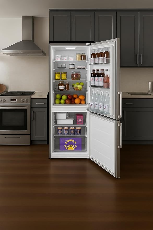Summit 24" Refrigerator, 11.7 cu.ft Capacity Refrigerator - Freezer, Bottom Freezer, Ice Maker, Counter Depth, Stainless Steel - FFBF181ES2IM | Fridge.com