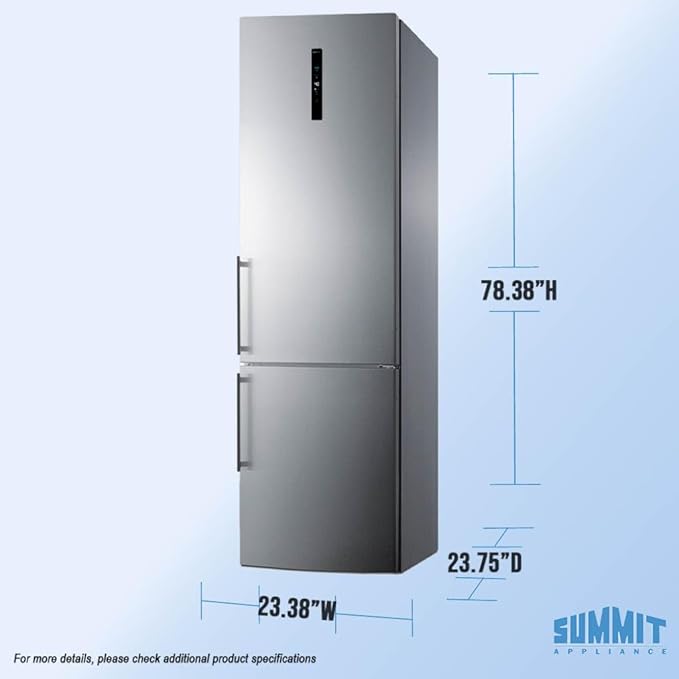 Summit 24" Refrigerator, 11.7 cu.ft Capacity Refrigerator - Freezer, Bottom Freezer, Ice Maker, Counter Depth, Stainless Steel - FFBF181ES2IM - View 3 | Fridge.com