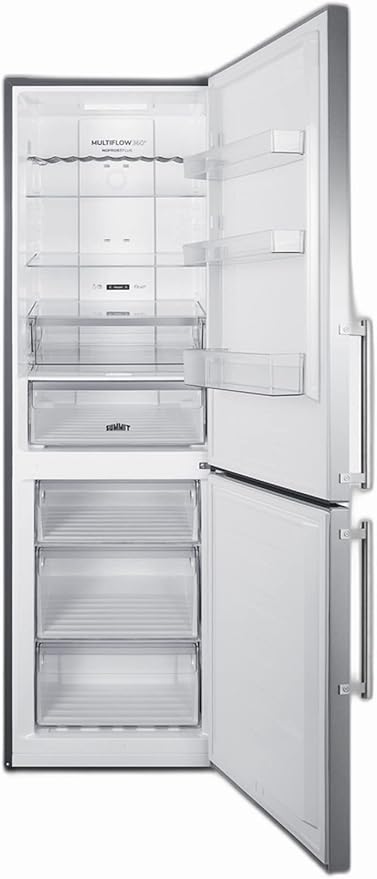 Summit 24" Refrigerator, 10.6 cu.ft Capacity Refrigerator - Freezer, Bottom Freezer, Ice Maker, Stainless Steel- FFBF249SS2IM | Fridge.com