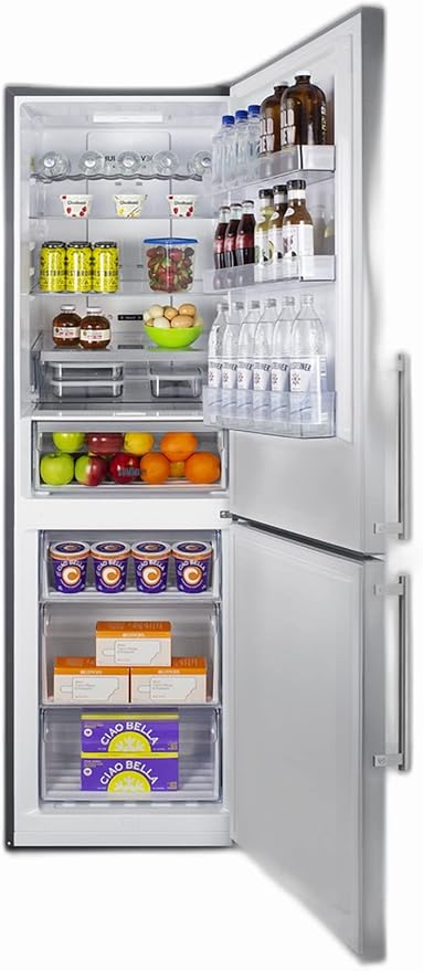 Summit 24" Refrigerator, 10.6 cu.ft Capacity Refrigerator - Freezer, Bottom Freezer, Ice Maker, Stainless Steel- FFBF249SS2IM | Fridge.com