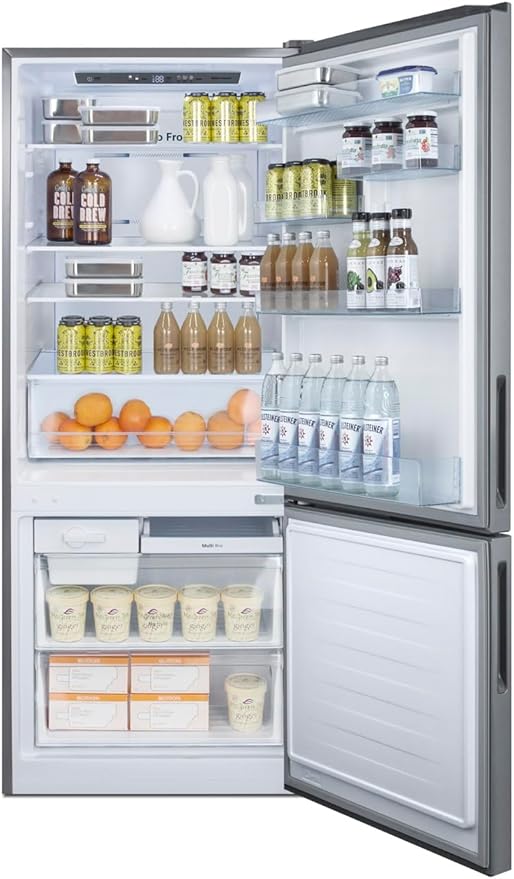 Summit Appliance FFBF279SSX 28" Wide Bottom Freezer Refrigerator, Interior LED Lighting, Stainless Steel Doors, 14.6 cu.ft Capacity, No-Frost Operation, Digital Temperature Control - View 3 | Fridge.com