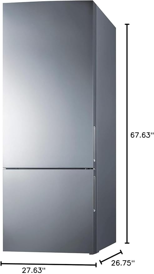 Summit Appliance FFBF279SSX 28" Wide Bottom Freezer Refrigerator, Interior LED Lighting, Stainless Steel Doors, 14.6 cu.ft Capacity, No-Frost Operation, Digital Temperature Control - View 5 | Fridge.com
