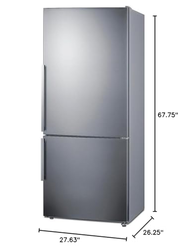 Summit FFBF283SS 28" Wide Bottom Freezer Refrigerator, 14 cu.ft, Stainless Steel Door, LED Lighting, Energy Star Certified, Perfect For Apartments And Small Kitchen- Without Icemaker - View 3 | Fridge.com