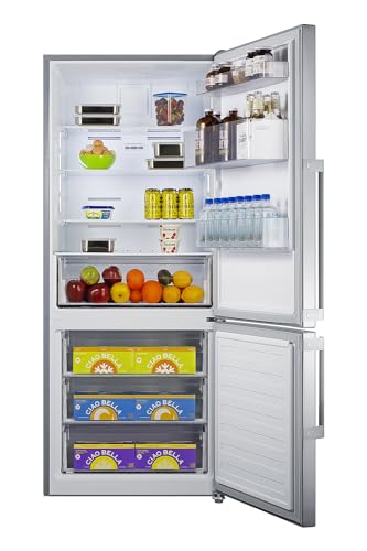 Summit FFBF283SS 28" Wide Bottom Freezer Refrigerator, 14 cu.ft, Stainless Steel Door, LED Lighting, Energy Star Certified, Perfect For Apartments And Small Kitchen- Without Icemaker - View 6 | Fridge.com