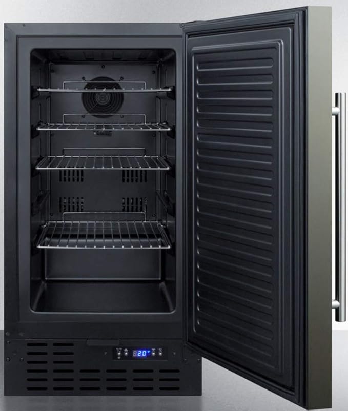 Summit Scff1842ksada 18"" ADA Compliant Built-In Or Undercounter Freezer With 2.7 Cu. Ft. Capacity Frost Free Operation Digital Thermostat And Adjustable Chrome Shelves In Black Stainless Steel - View 4 | Fridge.com