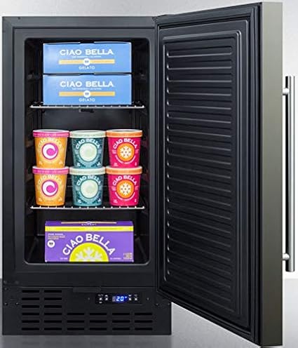 Summit Scff1842ksada 18"" ADA Compliant Built-In Or Undercounter Freezer With 2.7 Cu. Ft. Capacity Frost Free Operation Digital Thermostat And Adjustable Chrome Shelves In Black Stainless Steel - View 6 | Fridge.com