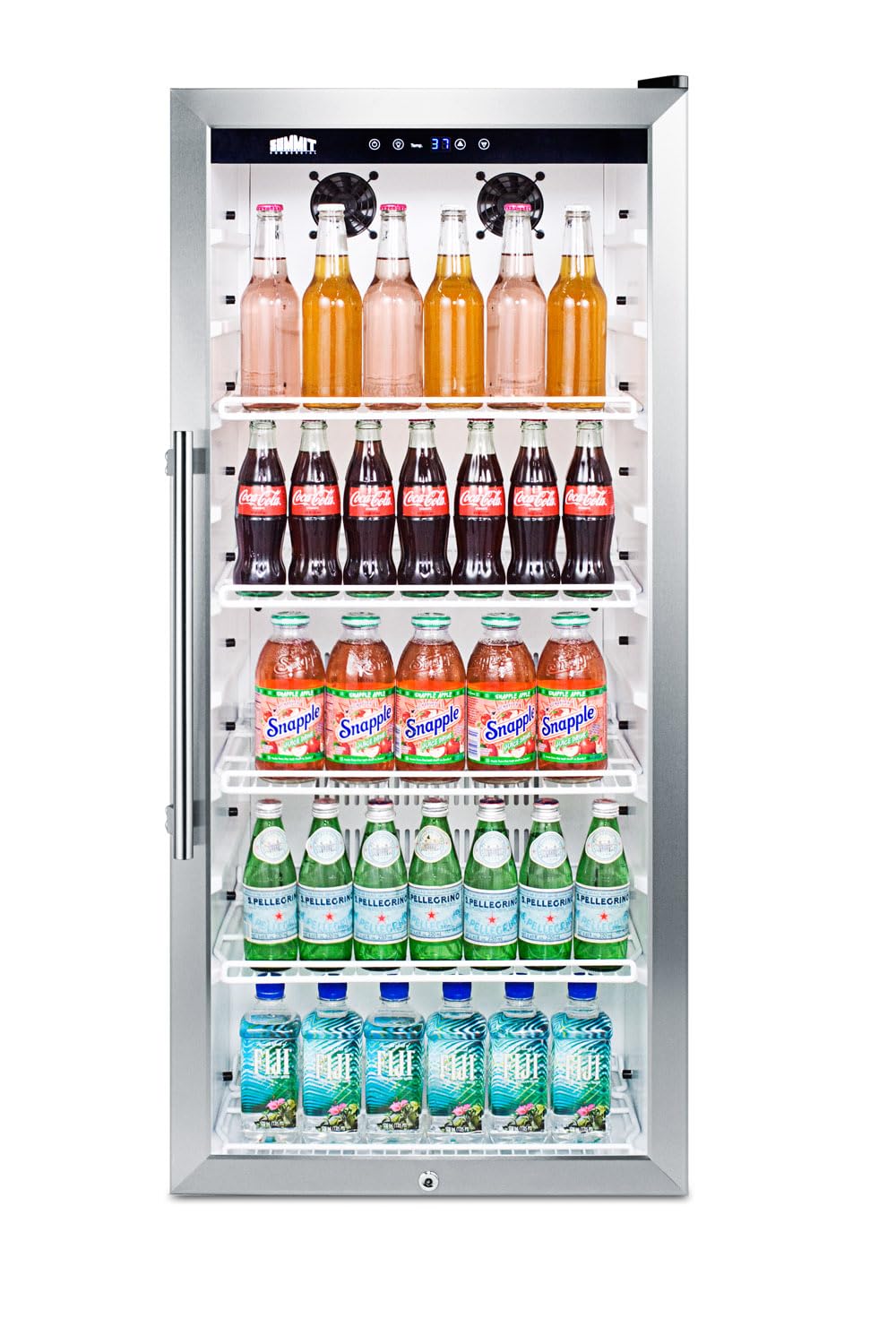 Summit Appliance 21.25'' W Freestanding 144 Cans (12 oz.) 9 Cubic Feet Beverage Cooler With Reversible Glass Door - View 3 | Fridge.com