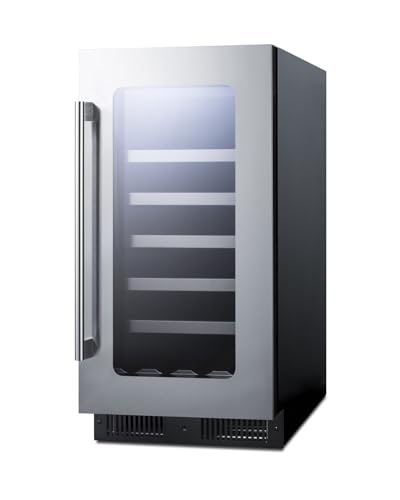Summit 18” Wine Cellar, Built in Wine Refrigerator, 29 Bottle Capacity, Single Zone Wine Cellar, Stainless Steel & Glass- CL18WC | Fridge.com