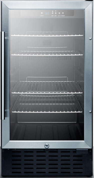 Summit Appliance 17.75'' W Convertible 108 Cans (12 oz.) 2.7 Cubic Feet Beverage Cooler with Reversible Glass Door | Fridge.com