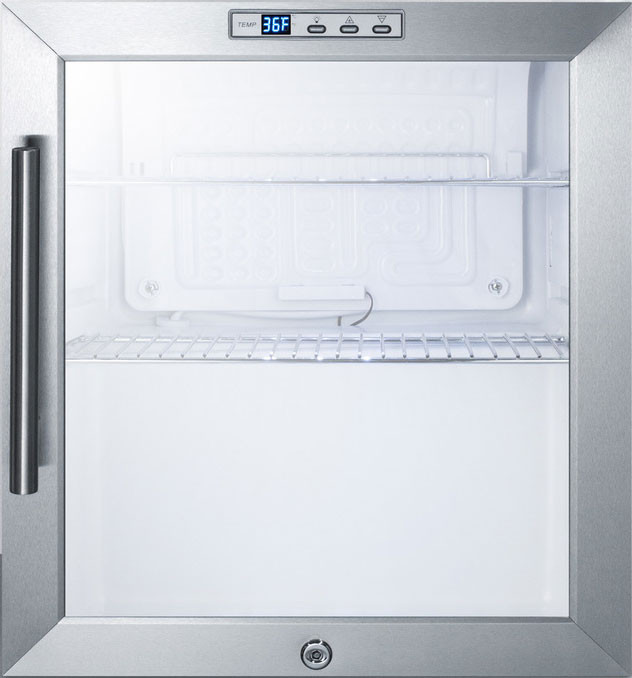 Summit Appliance 17'' W Freestanding 54 Cans (12 oz.) 1.7 Cubic Feet Beverage Cooler with Glass Door | Fridge.com
