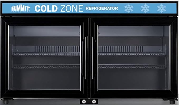 Summit Appliance SCR3502DLL Countertop Shallow Depth Single-Zone Commercial Refrigerator for Freestanding Use with French Glass Doors, Black Cabinet, Front Locks, and LED Lighting | Fridge.com