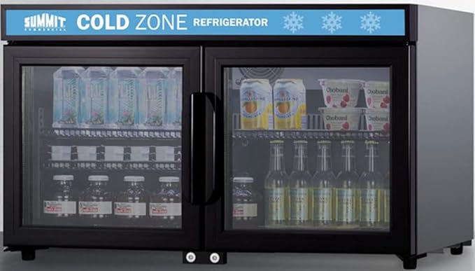 Summit Appliance SCR3502DLL Countertop Shallow Depth Single-Zone Commercial Refrigerator For Freestanding Use With French Glass Doors, Black Cabinet, Front Locks, And LED Lighting - View 2 | Fridge.com