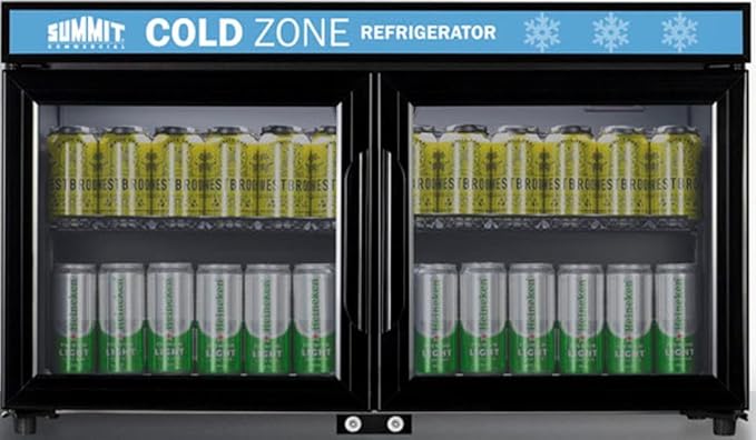Summit Appliance SCR3502DLL Countertop Shallow Depth Single-Zone Commercial Refrigerator For Freestanding Use With French Glass Doors, Black Cabinet, Front Locks, And LED Lighting - View 3 | Fridge.com