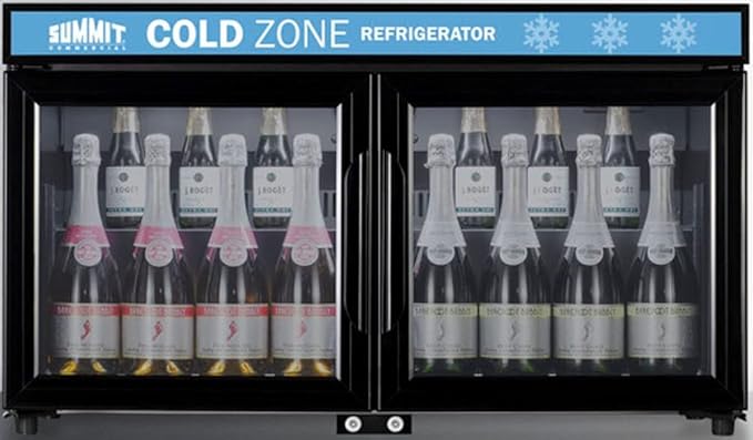 Summit Appliance SCR3502DLL Countertop Shallow Depth Single-Zone Commercial Refrigerator For Freestanding Use With French Glass Doors, Black Cabinet, Front Locks, And LED Lighting - View 4 | Fridge.com