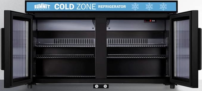 Summit Appliance SCR3502DLL Countertop Shallow Depth Single-Zone Commercial Refrigerator For Freestanding Use With French Glass Doors, Black Cabinet, Front Locks, And LED Lighting - View 5 | Fridge.com