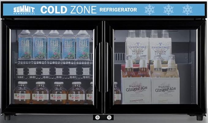 Summit Appliance SCR3502DLL Countertop Shallow Depth Single-Zone Commercial Refrigerator For Freestanding Use With French Glass Doors, Black Cabinet, Front Locks, And LED Lighting - View 6 | Fridge.com