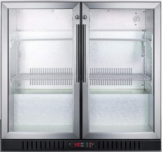 Summit 36” Beverage Center, 7.4 cu.ft. Capacity, Commercial Beverage Center, French Door, Stainless Steel & Glass- SCR7012DB | Fridge.com