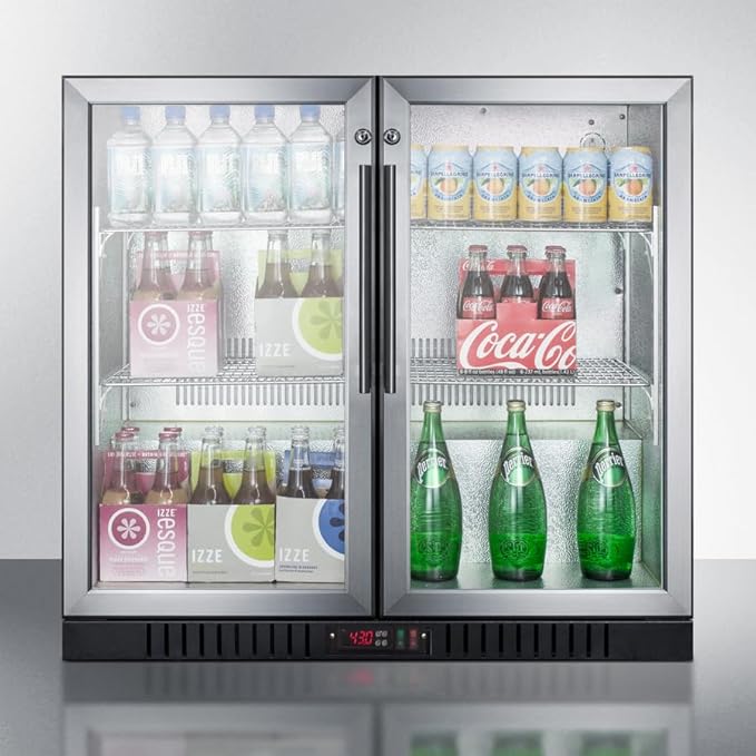 Summit 36” Beverage Center, 7.4 cu.ft. Capacity, Commercial Beverage Center, French Door, Stainless Steel & Glass- SCR7012DB - View 2 | Fridge.com