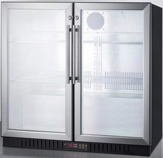 Summit 36” Beverage Center, 7.4 cu.ft. Capacity, Commercial Beverage Center, French Door, Stainless Steel & Glass- SCR7012DB - View 3 | Fridge.com
