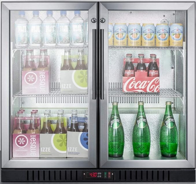 Summit 36” Beverage Center, 7.4 cu.ft. Capacity, Commercial Beverage Center, French Door, Stainless Steel & Glass- SCR7012DB - View 4 | Fridge.com