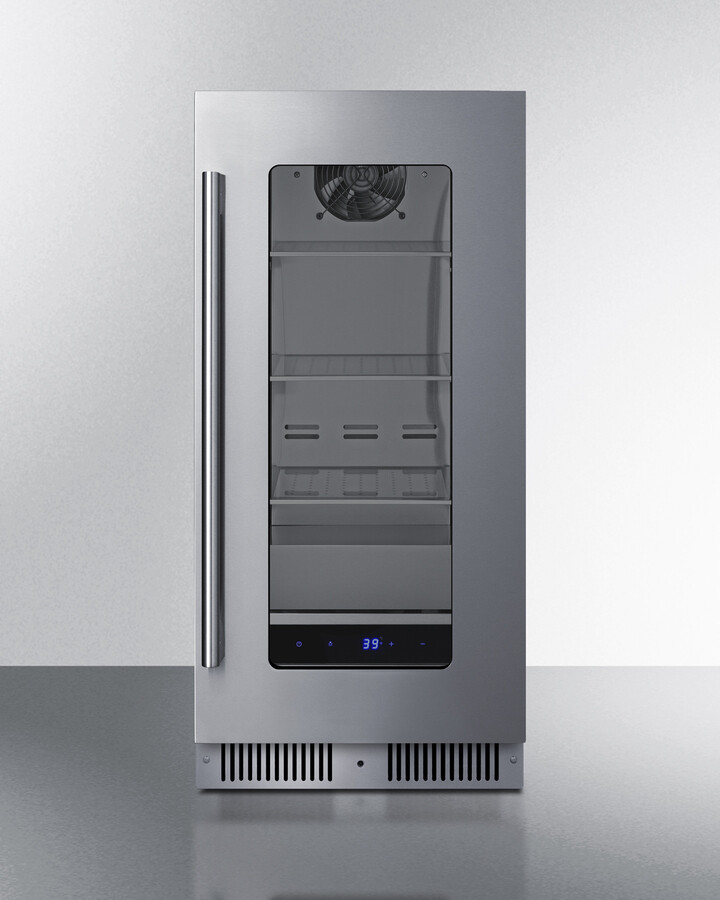 Summit 15” Built-In Beverage Center, Shallow 18” Depth Refrigerator, Commercially Approved, Stainless Steel - SDHG1533 | Fridge.com