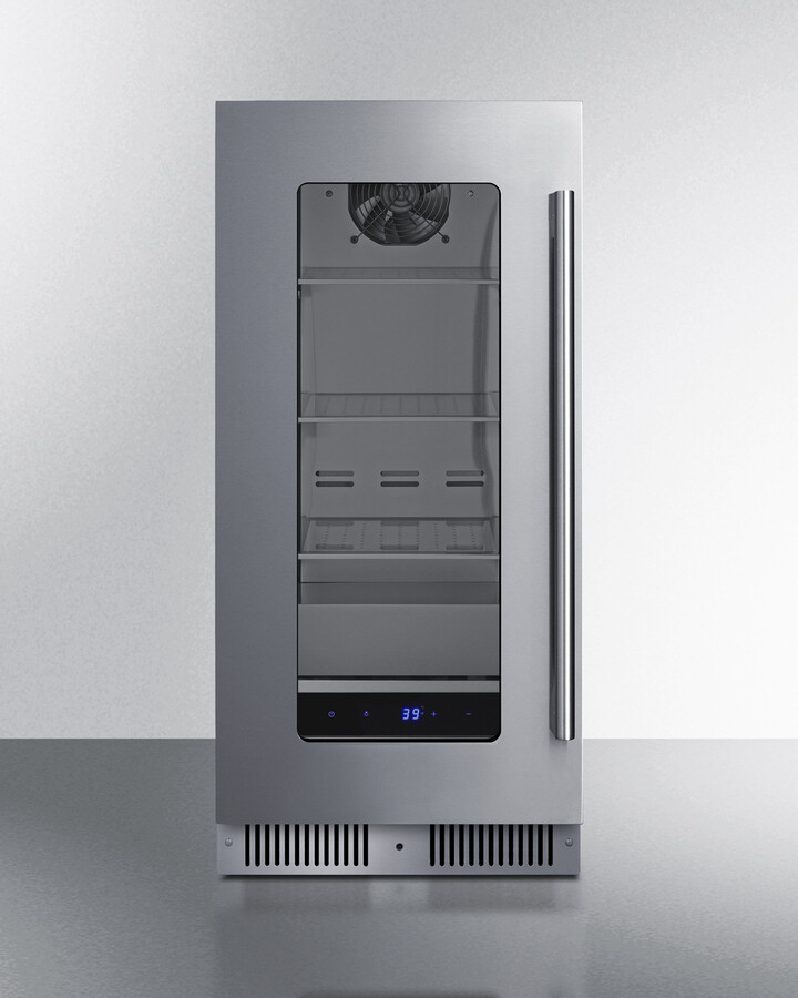 Summit 15” Built-In Beverage Center, Shallow 18” Depth Refrigerator, Commercial Approved, Stainless Steel - SDHG1533LHD (Left Handed Door Swing) | Fridge.com