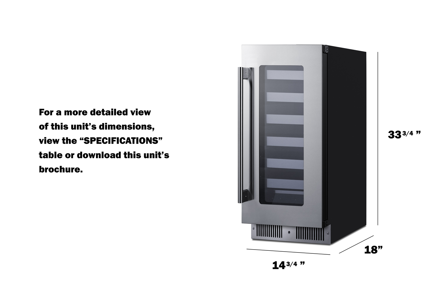 Summit Appliance 15" Wide Built-In Residential Shallow 18" Depth Wine Cellar - View 5 | Fridge.com