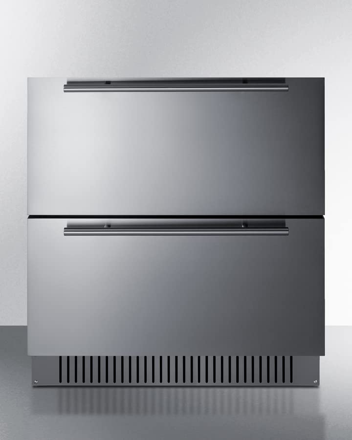 Summit 27” Two Drawer Refrigerator, Outdoor Drawer Refrigerator, 4.83 cu.ft. Capacity, Stainless Steel, Panel Ready Capable*- SPR275OS2DCSS (*Panels not included) (ADA, 30 Inch) | Fridge.com
