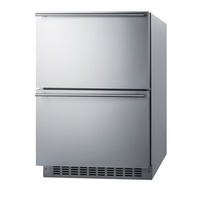 Summit 24” Two Drawer Refrigerator Freezer, 3.9 cu.ft. Capacity, Stainless Steel, Panel Ready Capable*- SPRF34D (*Panels not included) | Fridge.com